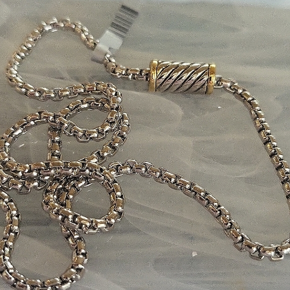 18k Rhodium Plated 20" Box Link Chain Magnetic Cable Barrle Clasp - Picture 7 of 11